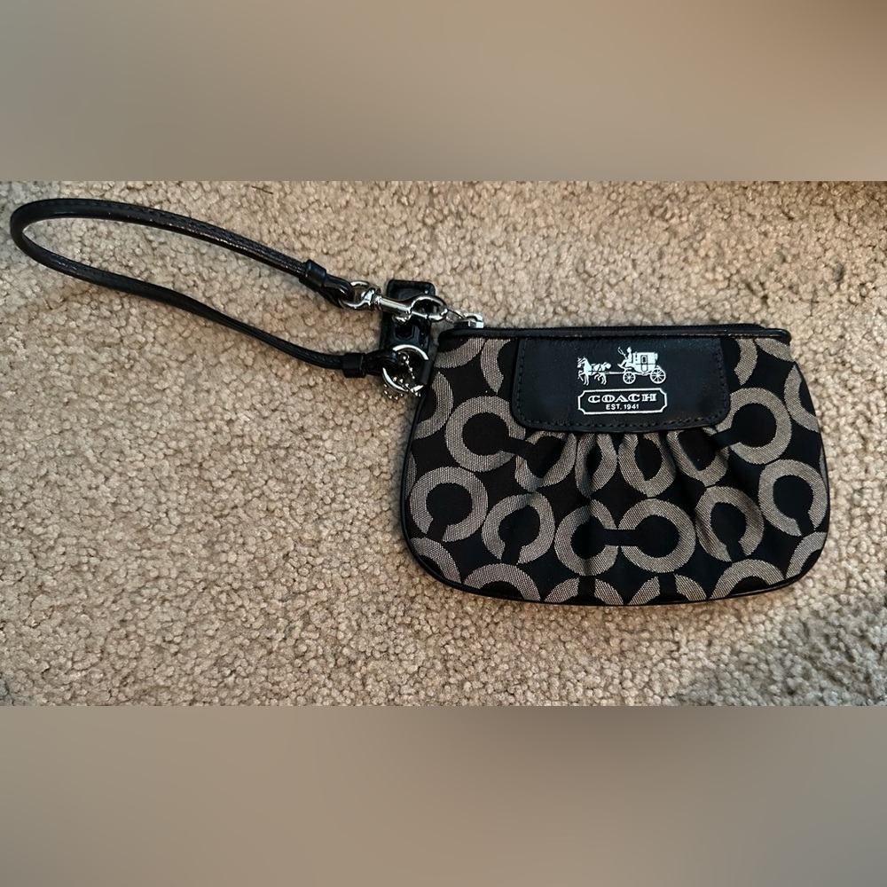Coach Black and Gray Signature Wristlet